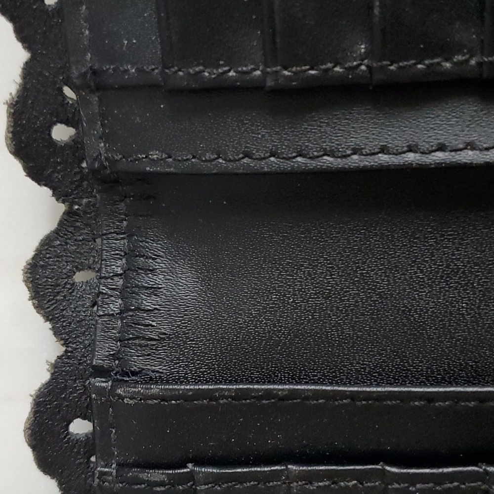 Rare Kate Spade Black Scalloped Leather Long Thin Wallet - Picture 6 of 9